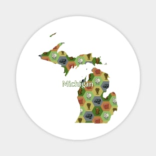 Michigan State Map Board Games Magnet